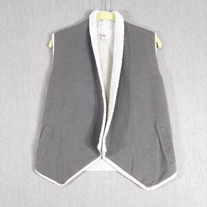 Mudd Sherpa Lined Vest Girls 4 Gray Open Front Fleece Cozy Winter Layering Warm